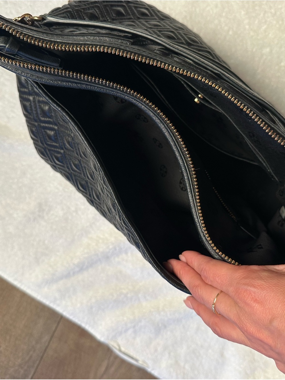 Tory Burch Black Quilted Shoulder Bag with Chain Detail - Picture 8 of 8